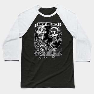 Rockin' Halloween with Skeletons Baseball T-Shirt